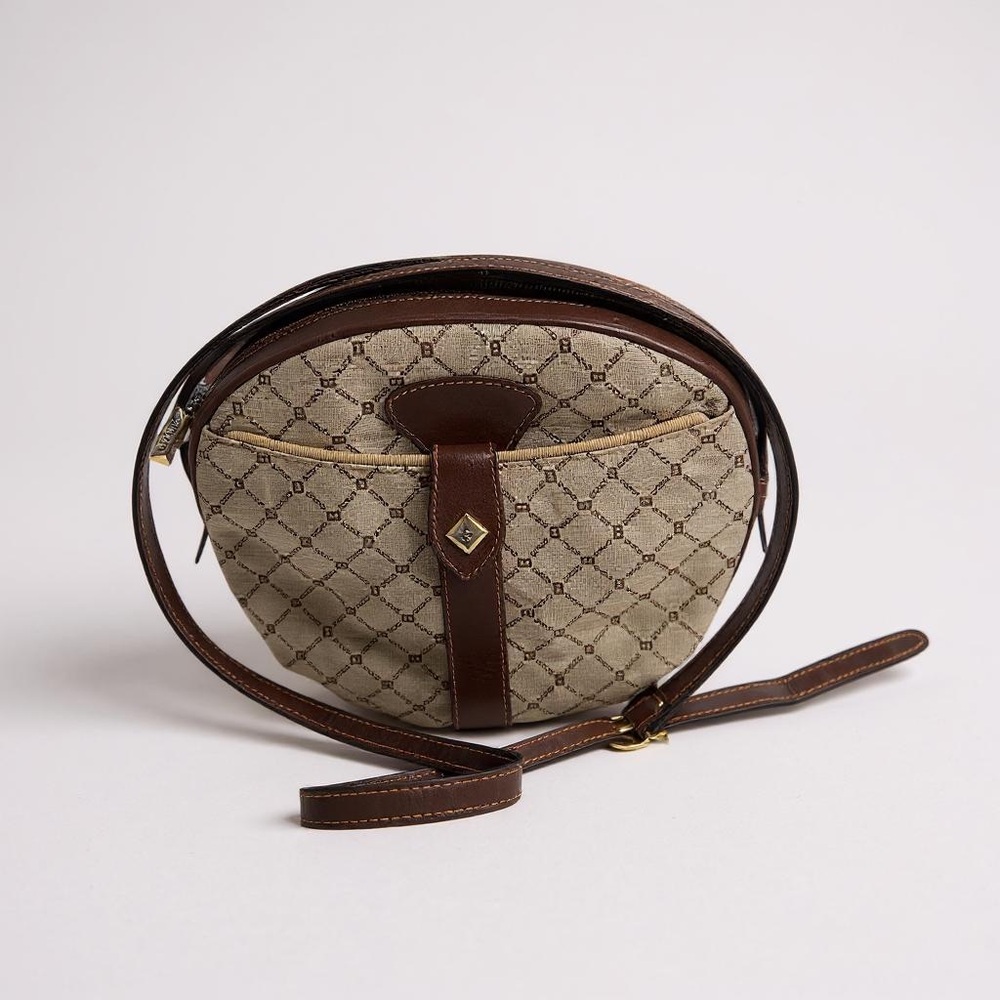 Bally Beige and Brown Round Crossbody Bag